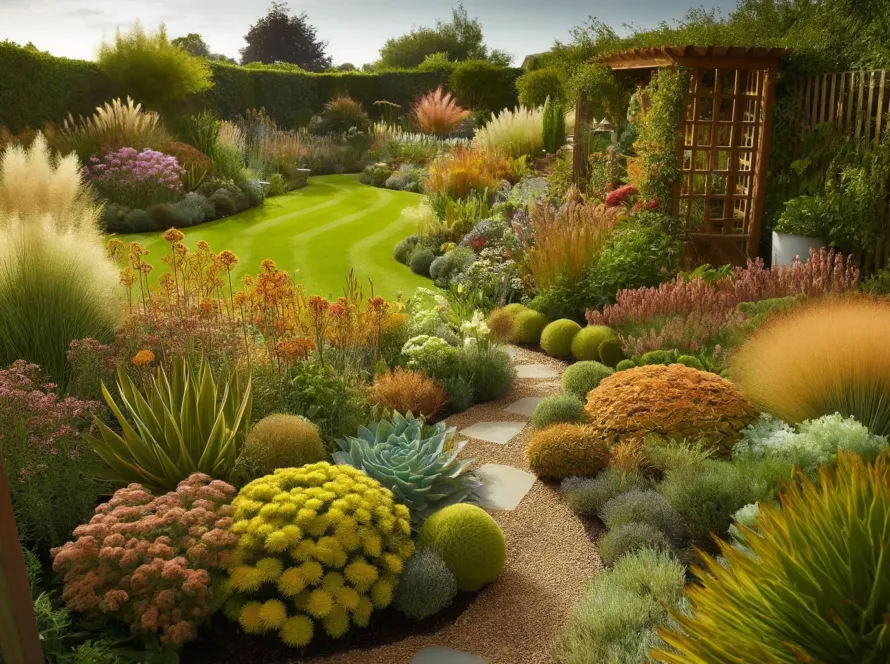 A beautiful garden transitioning into summer