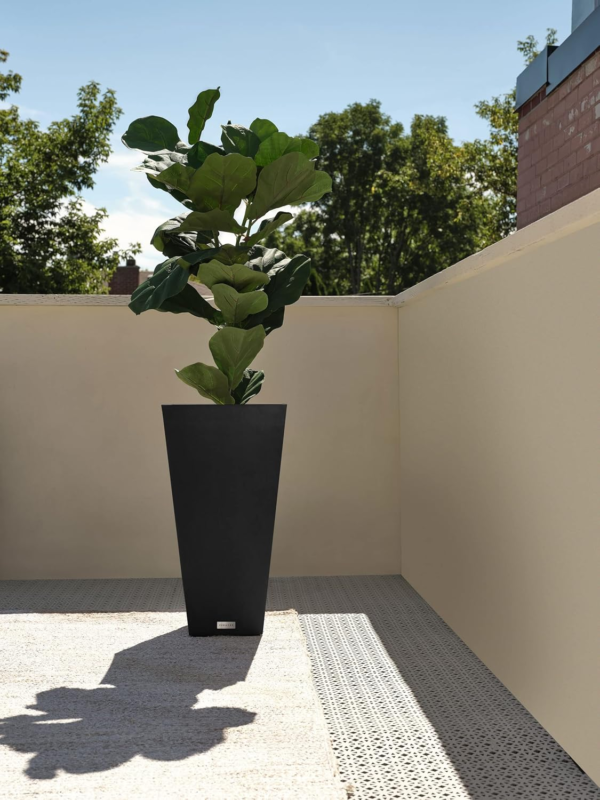V-Resin Indoor/Outdoor Taper Planter (26 Inch, Black) - Image 9