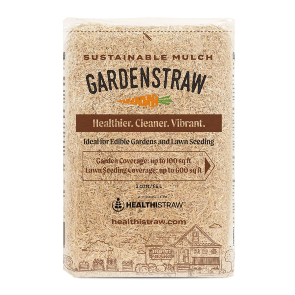 Healthistraw Gardenstraw Sustainable Straw Mulch, Compressed Bale, 3 Cu Ft