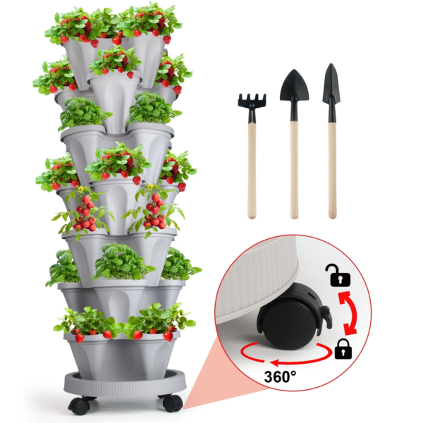 24” X 24” X 48” Vertical Dark Gray Plastic Plant Planter with Self-Watering (7 Count) - Image 15
