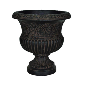 17-1/4 In. X 18 In. Cast Stone Faux Iron Urn in Aged Charcoal