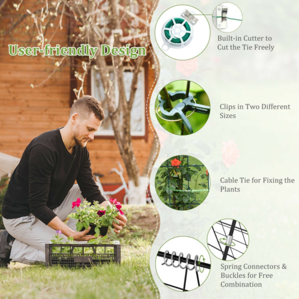 2 Pieces Foldable A-Frame Trellis Plant Supports with Twist Ties - Image 6