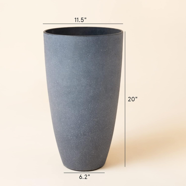 Set of 2 Tall Planters with Trays, 20 Inch Indoor/Outdoor Tall Planters,Large Grey Flower Pots,Tree Planters for Front Door,Patio and Deck - Image 5