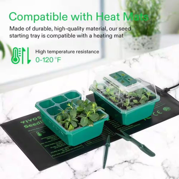 Indoor/Outdoor Reusable 144-Cell Seed Starter Trays with Humidity Dome, Drain Hole (12-Pack) - Image 4