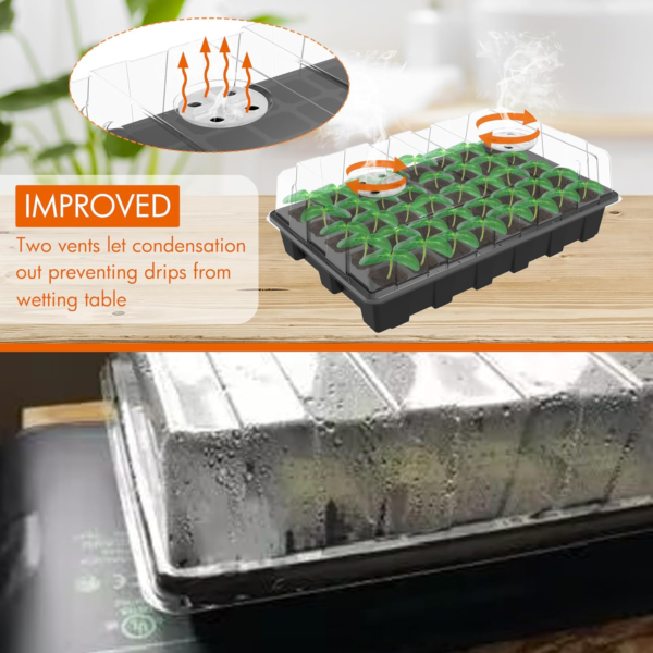 5-Set Seed Starter Tray Kits, Durable Plant Germination Trays with Humidity Vented Domes and Bases, Ideal for Seed Starting, Indoor Gardening, and Greenhouse (Total 200 Cells) - Image 2