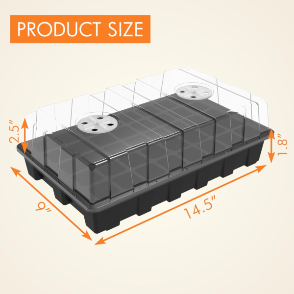 5-Set Seed Starter Tray Kits, Durable Plant Germination Trays with Humidity Vented Domes and Bases, Ideal for Seed Starting, Indoor Gardening, and Greenhouse (Total 200 Cells) - Image 5