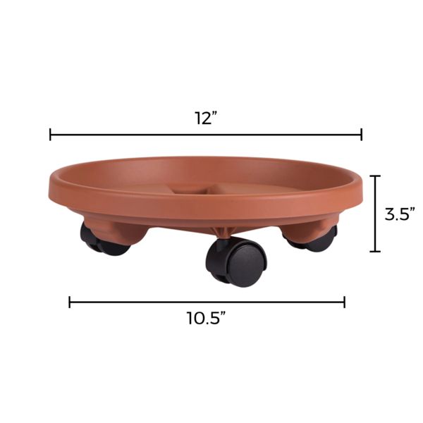 Rolling Plant Stand Caddie Saucer 12" Terra Cotta - Image 7
