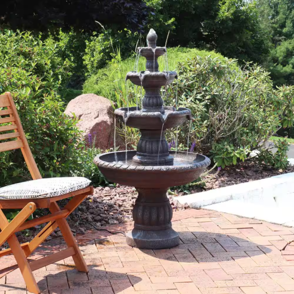 49 In. 4-Tiered Mediterranean Outdoor Water Fountain - Image 3