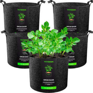 5-Pack 5 Gallon Grow Bags Heavy Duty 300G Thickened Nonwoven Plant Fabric Pots with Handles