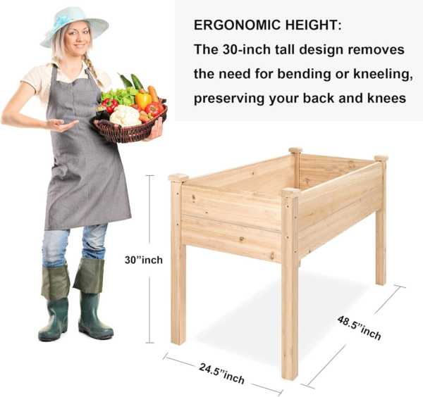4FT Raised Garden Bed Elevated Wood Planter Box Stand for Backyard, Patio Planters Boxes Kit Flower Plant Grow Box Herb Garden Elevated Garden Bed Outdoor Indoor Patio Greenhouse - Image 2