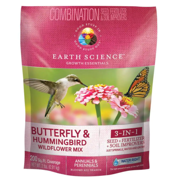 2 Lbs. Butterfly and Hummingbird All-In-One Wild Flower Mix with Seed, Plant Food and Soil Conditioners