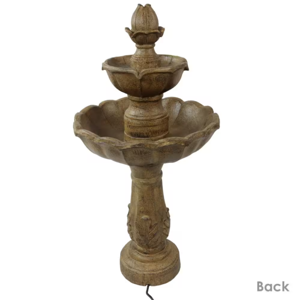 38 In. 2-Tier Blooming Flower Outdoor Water Fountain - Image 7