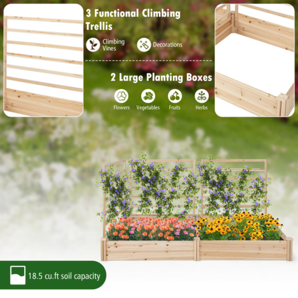 Raised Garden Bed with 2 Planter Boxes and 3 Trellis - Image 9