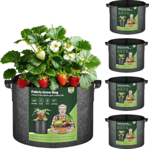 10 Gallon Grow Bags, Fabric Pots for Plants Potato Planter Grow Garden Bags to Grow Vegetables Tomato Planting Growing Bags Smart Plant Pot Container Gardening for Outdoor, Black Nonwoven (5 Pack)