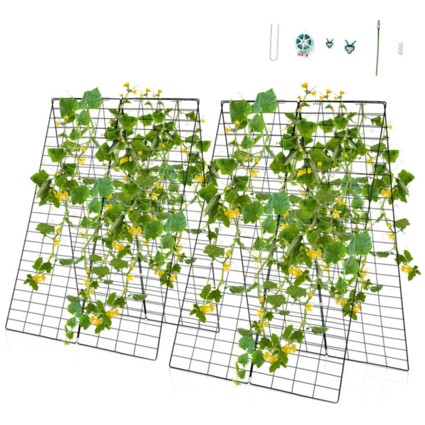 2 Pieces Foldable A-Frame Trellis Plant Supports with Twist Ties - Image 4