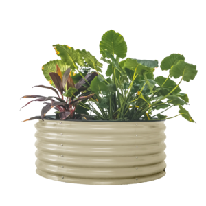 17" Tall 42 Inch round Metal Raised Gardening Bed - Pearl White