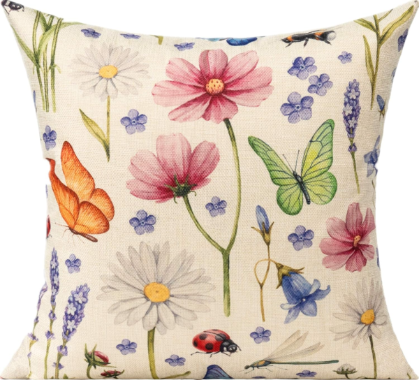 Outdoor Patio Throw Pillow Covers 18X18 Set of 4 Spring Summer Garden Flowers Farmhouse Décor outside Furniture Bench Chair Decorative Cushion Cases for Swing Deep Seat Bed Couch Sofa - Image 4