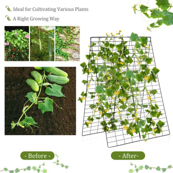 2 Pieces Foldable A-Frame Trellis Plant Supports with Twist Ties - Image 8