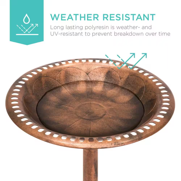 Pedestal Copper Birdbath - Image 2