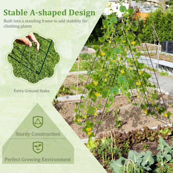 2 Pieces Foldable A-Frame Trellis Plant Supports with Twist Ties - Image 7