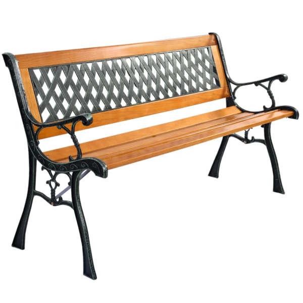 Garden Metal Bench Porch Path Hardwood Chair for Patio Park Outdoor Deck - Image 5