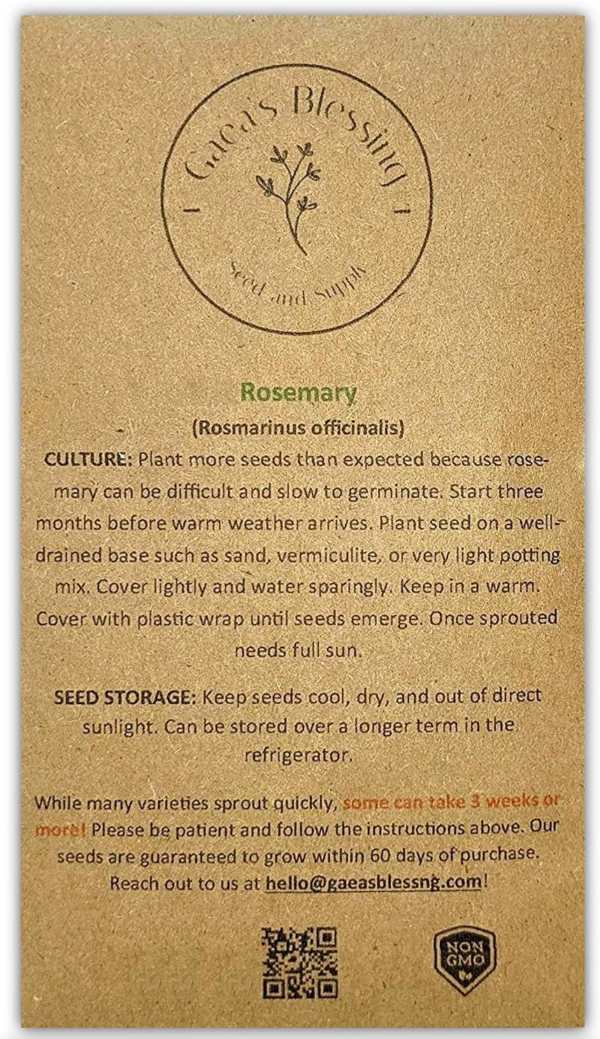 Seeds - Rosemary Seeds - Heirloom Non-Gmo Seeds with Easy to Follow Instructions 97% Germination Rate (Single Pack) - Image 8