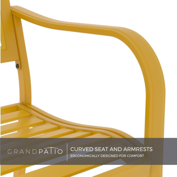Outdoor Bench, Garden Benches with Anti-Rust Metal Powder Coated Frame, Patio Bench for Front Porch Park outside Furniture Decor, Sunflower Yellow - Image 7