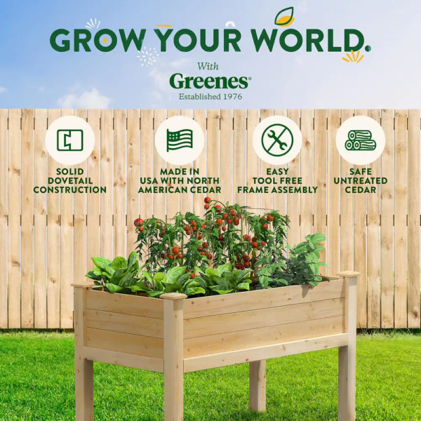 48 In. L X 24 In. W X 31 In. H Original Cedar Elevated Garden Bed - Image 9