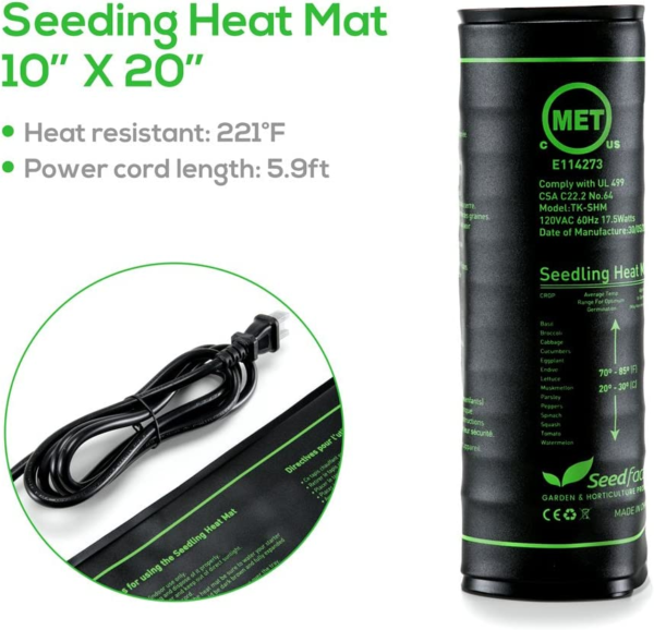 MET Certified Seedling Heat Mat - Waterproof and Durable Germination Station Heating Pad for Indoor Home Gardening (10" x 20") - Image 4