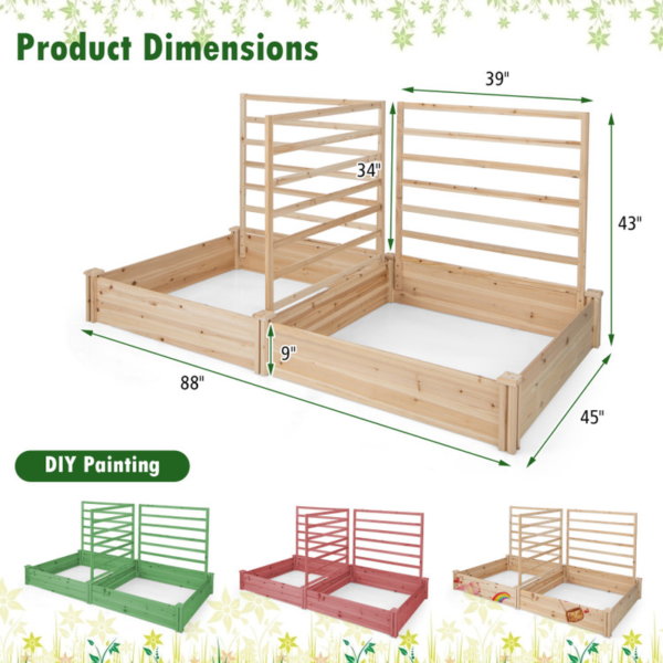 Raised Garden Bed with 2 Planter Boxes and 3 Trellis - Image 5