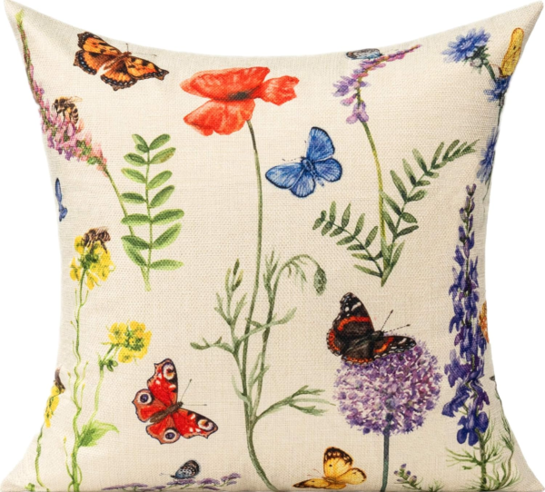 Outdoor Patio Throw Pillow Covers 18X18 Set of 4 Spring Summer Garden Flowers Farmhouse Décor outside Furniture Bench Chair Decorative Cushion Cases for Swing Deep Seat Bed Couch Sofa - Image 3