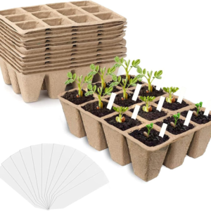 Seed Starter Tray Kit,Peat Pots for Vegetable & Flower,120Cells Biodegradable Seedling Pots Germination Trays,Organic Plant Starter Kit with 60 Pcs Plant Labels