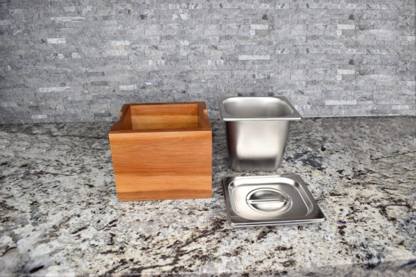 Kitchen Compost Bin- Rust Proof Stainless Steel Insert, Countertop Compost Bin with Lid and Acacia Wood Box- Small Compost Bin Kitchen - Image 9