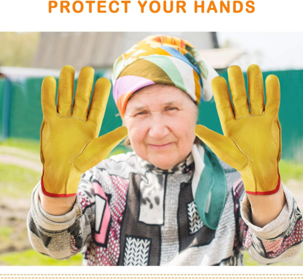 Garden Gloves Leather Gardening Gloves Thorn and Cutting Proof Work Garden Gloves - Image 6