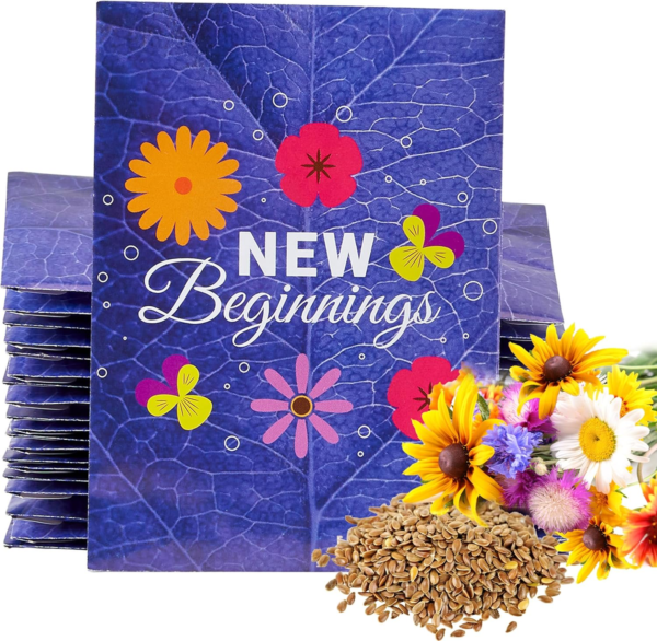 Wildflower Seed Packets New Beginnings'' Party Favors for Guests (Pack of 20) - Wildflower Seed Mix, Plant Year-Round, Great Gift for Hostesses, Showers, Weddings, Thank You