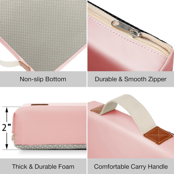 Waterproof Kneeling Pad for Garden or Bath, 2 Inch Thick Soft Foam Kneeler Mat for Gardeners Knee Support or Bathtub Bathing with Handle and Removable Cover - Pink - Image 7