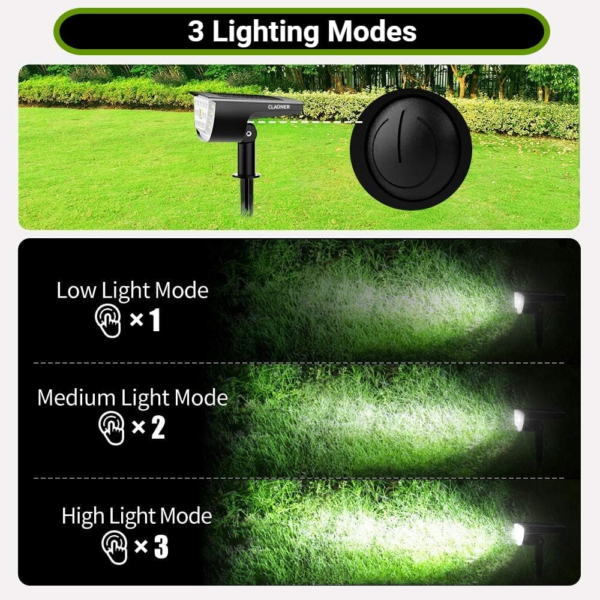 32 LED Solar Spotlights Outdoor Waterproof, 3 Modes Solar Landscape Lights, Outdoor Solar Powered Spot Lights for Yard Garden Driveway Porch Walkway Trees Patio- Cold White(6 Pack) - Image 4