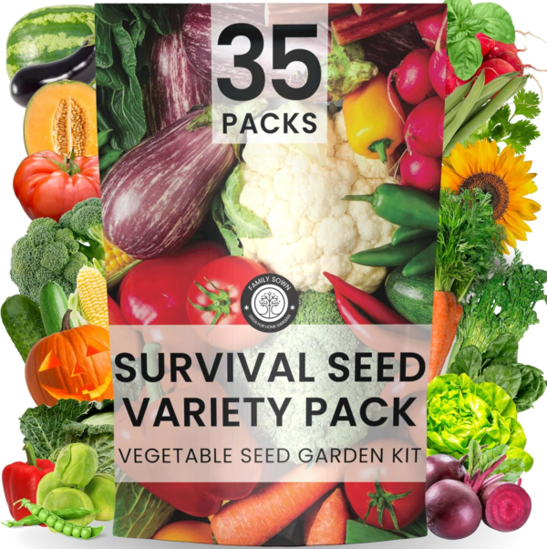35 Vegetable Seeds | Survival Variety Pack | 2025 Season | Individually Packed Vegetables, Herbs and Fruits | Emergency Seed Vault for Doomsday Prepping | by