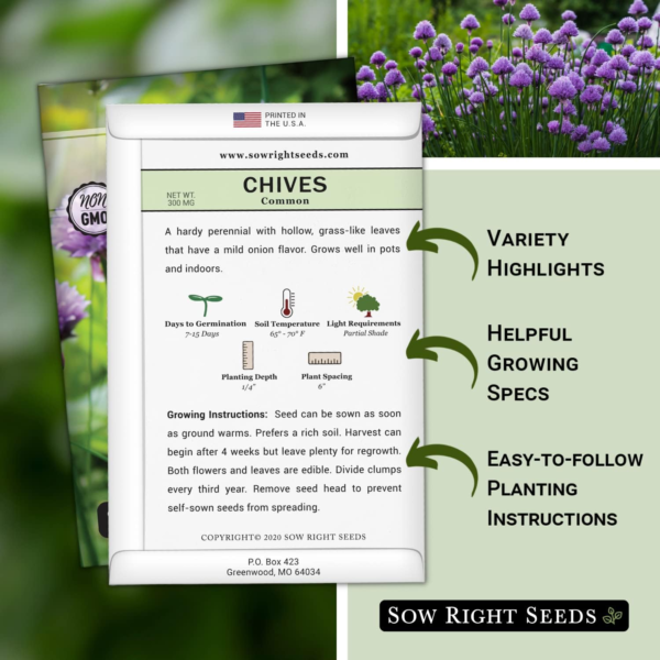 - Common Chives Seed for Planting - Non-Gmo Heirloom Packet with Instructions to Plant and Grow Kitchen Herb Garden Indoor or Outdoor - Mild Onion Flavor (1) - Image 2