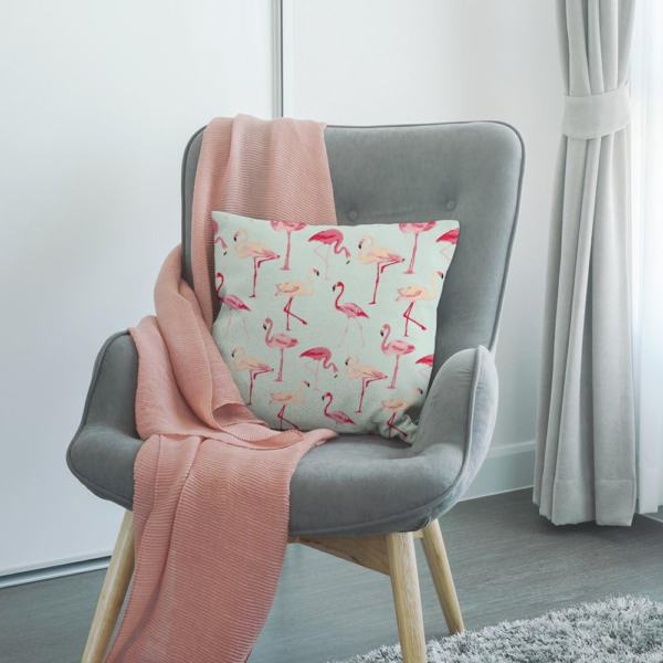 Flamingo Decorative Throw Pillow Cover Case,Flamingos Cotton Linen Outdoor Pillow Cases Square Standard Cushion Covers for Sofa Couch Bed 18X18 Inch Pink - Image 3