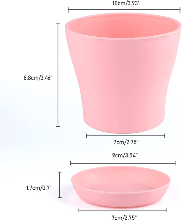 8 Pcs 4" Plastic Plant Flower Seedlings Nursery Pot/Pots Planter Colorful Flower Plant Container Seed Starting Pots with Pallet and Drainage Holes for Home Garden Flowers Plants,8 Colors - Image 2