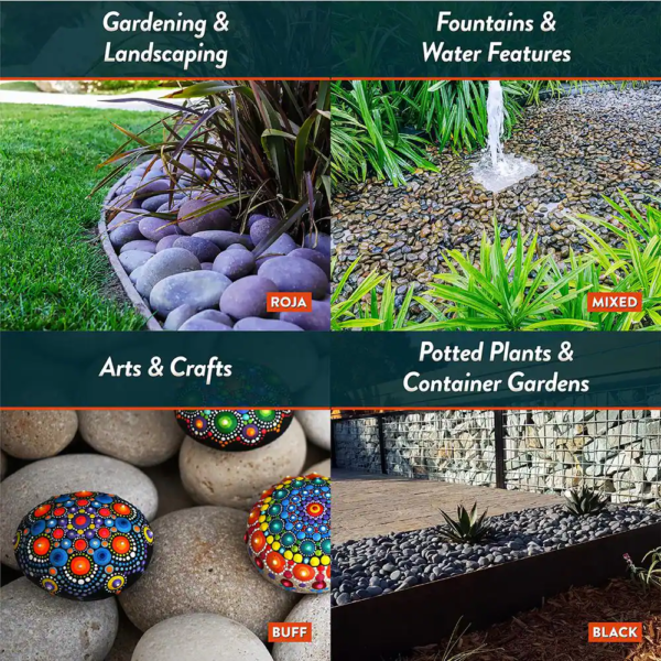 .25 Cu. Ft. 2 In. to 3 In. Mixed Mexican Beach Pebbles Smooth round Rock for Gardens, Landscapes and Ponds - Image 4
