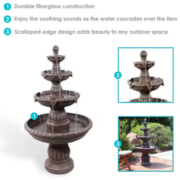 49 In. 4-Tiered Mediterranean Outdoor Water Fountain - Image 8