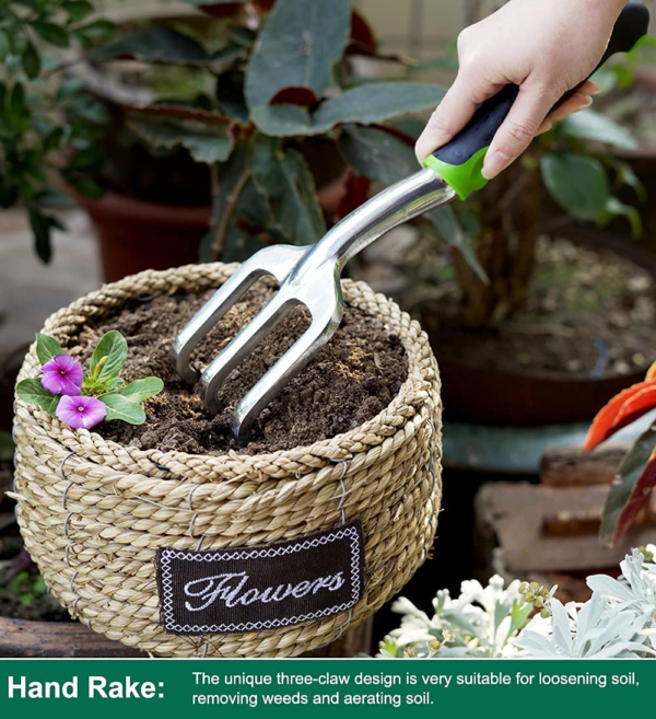 Premium 3-Piece Heavy-Duty Cast-Aluminum Garden Tool Set with Ergonomic Non-Slip Handles - Includes Hand Trowel, Transplant Trowel, and Cultivator Rake - Ideal Gardening Gift - Image 5