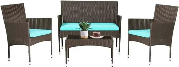 FDW Patio Furniture Set 4 Pieces Outdoor Rattan Chair Wicker Sofa Garden Conversation Bistro Sets for Yard,Pool or Backyard - Image 9