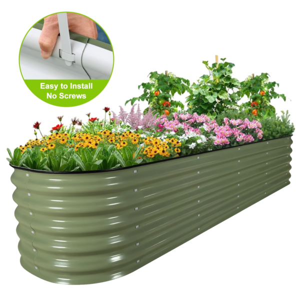 17" Tall Raised Garden Bed 9 in 1 Garden Raised 8Ftx2Ft Garden Bed Kits for Vegetables Flowers Ground Planter Box- Modern Gray - Image 10