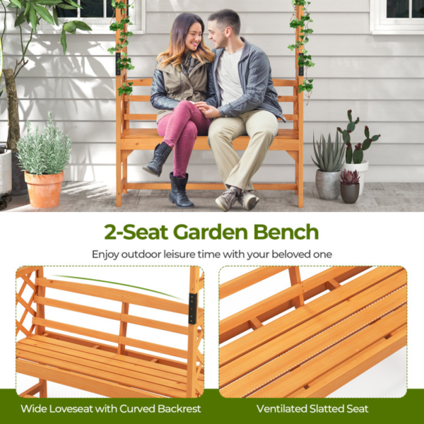 6.5 FT Tall Patio Garden Arbor with Pergola and 2-Seat Bench for Garden Backyard Decoration - Image 7