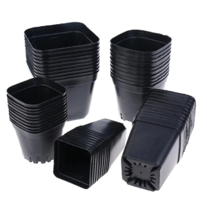 Plastic Nursery Pots, 2'' Plastic Square Flower Seeds Planter Pot, Small Starter Container for Starting Seedlings or Succulents, Black,50Pcs