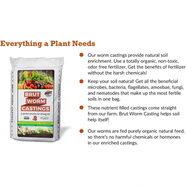 Brut Organic Worm Castings – 30 Lb – Garden'S Elixir for Thriving Blooms & Harvests! - Image 3