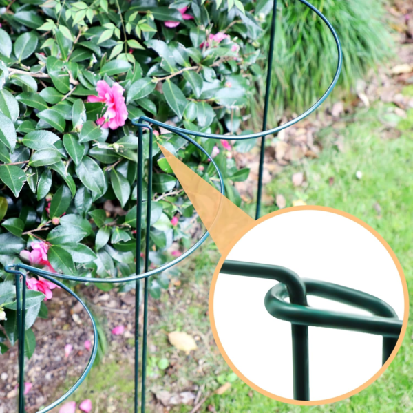 10 Pack Garden Supports for Plants Metal 10" Wide X 24" High Interlock Half round Garden Plant Support Ring Border Support Plant Support Ring Cage for Rose Flowers Vine Tomato - Image 6